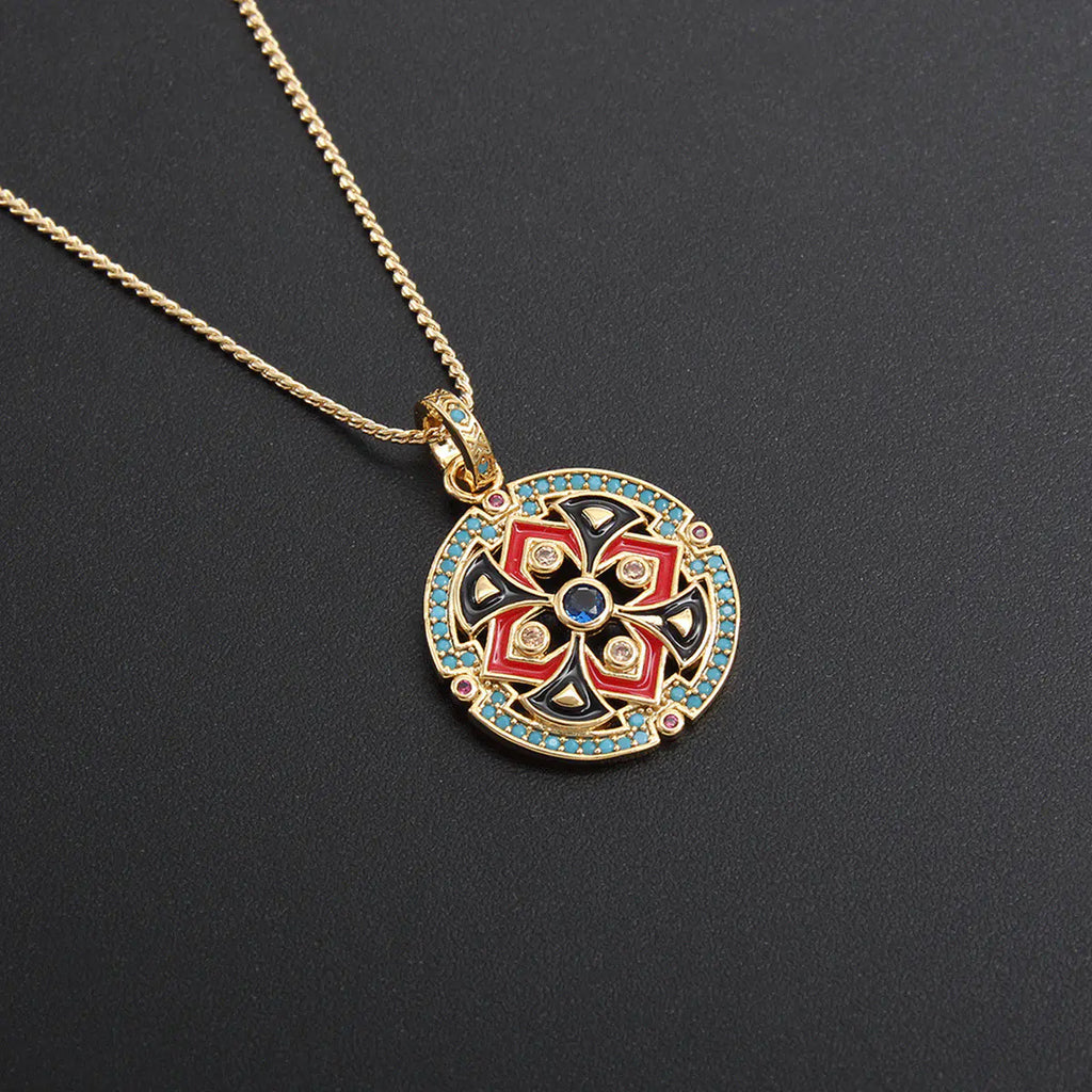 Electroplated Sun Pendant with Zircon Highlights