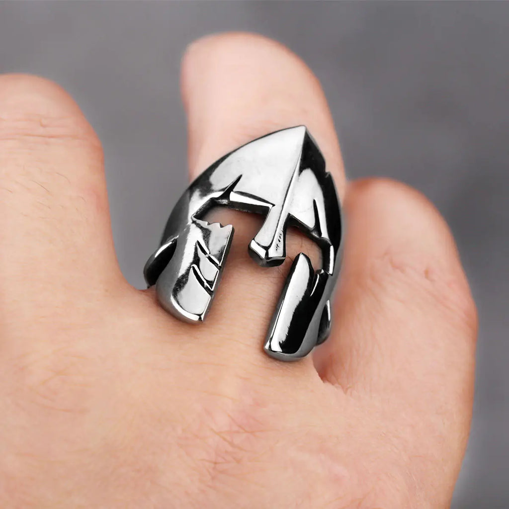 Retro Men's Titanium Steel Warrior Mask Ring