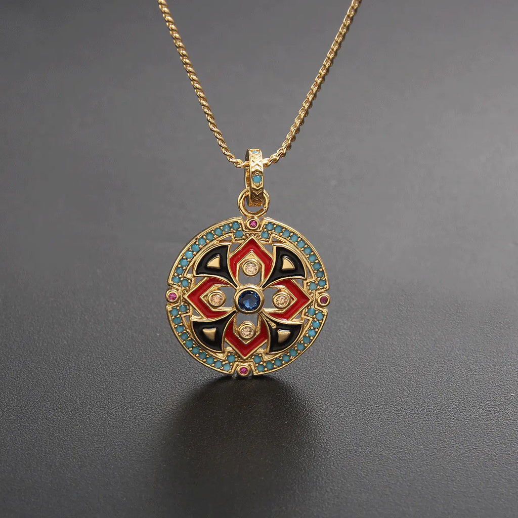 Electroplated Sun Pendant with Zircon Highlights