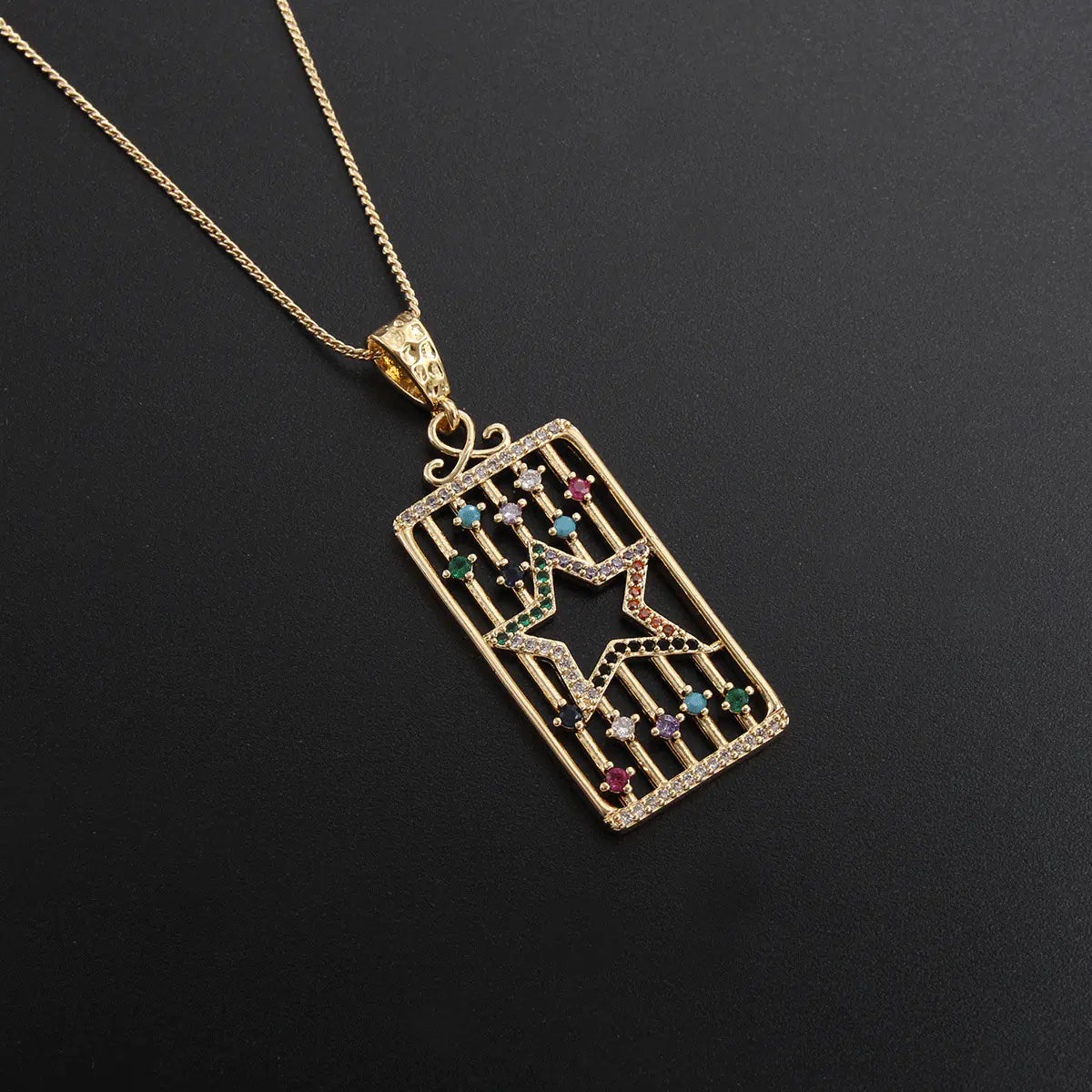 Electroplated Sun Pendant with Zircon Highlights