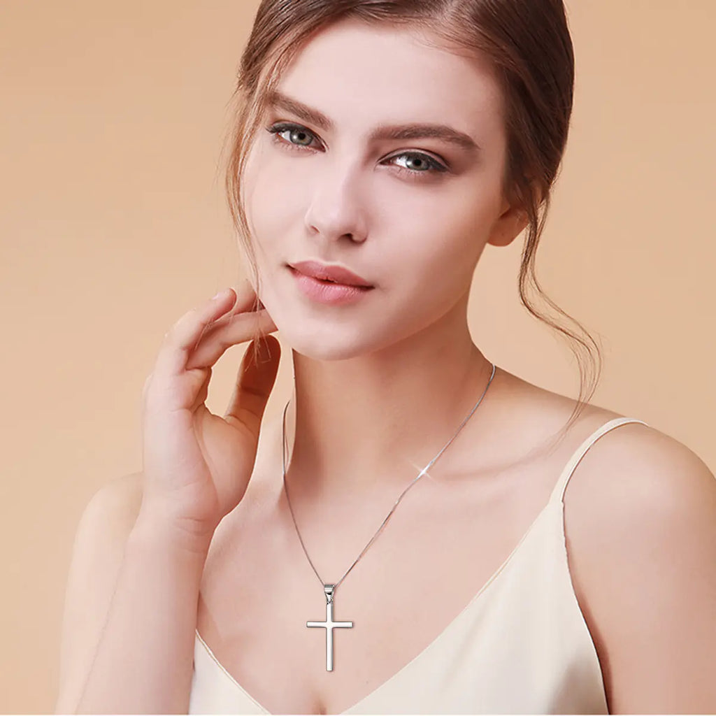 S925 Sterling Silver Cross Pendant Necklace