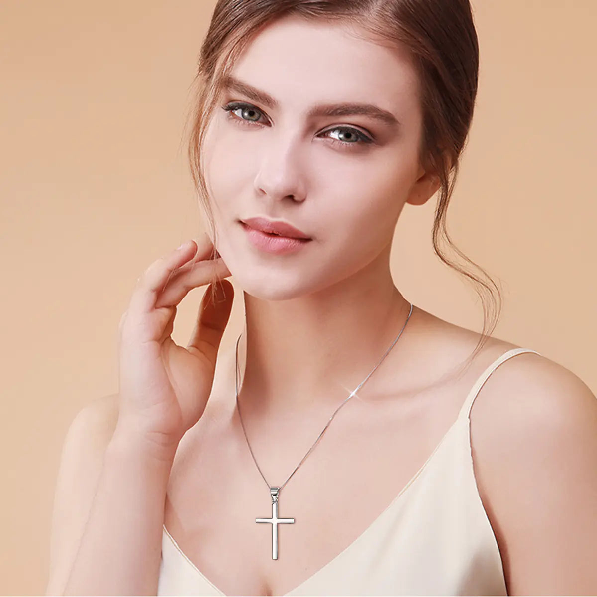S925 Sterling Silver Cross Pendant Necklace