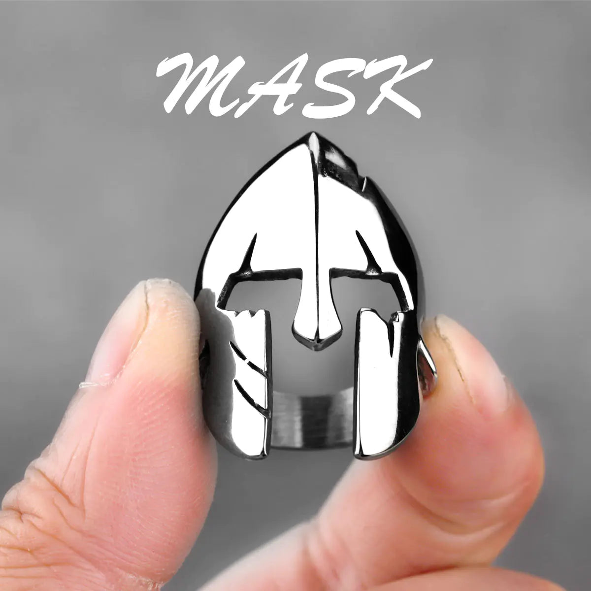 Retro Men's Titanium Steel Warrior Mask Ring