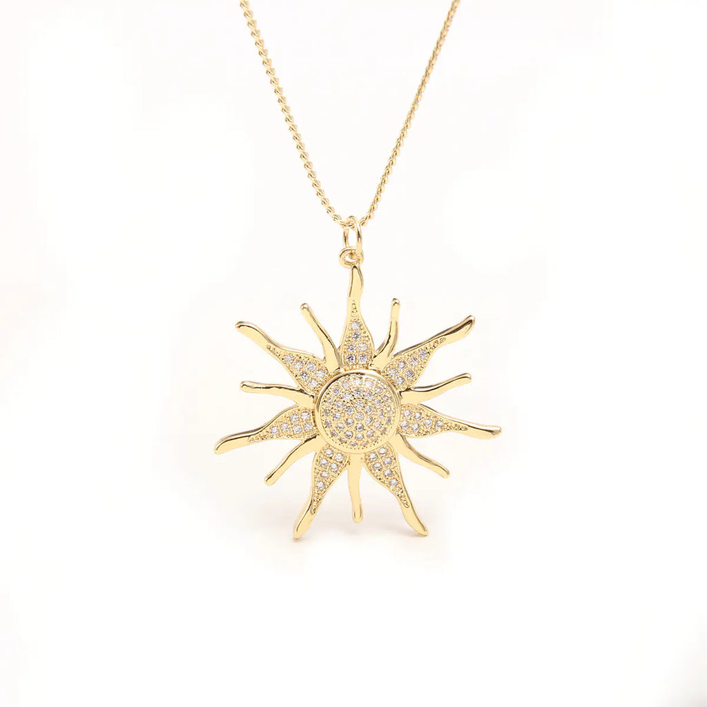 Electroplated Sun Pendant with Zircon Highlights